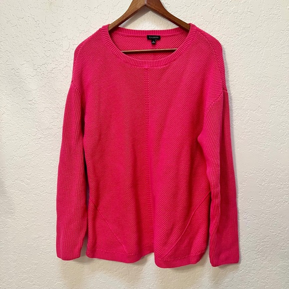 Talbots Sweaters - Talbots Women's Pink Crew‎ Neck Long Sleeve Pima Cotton Sweater XL